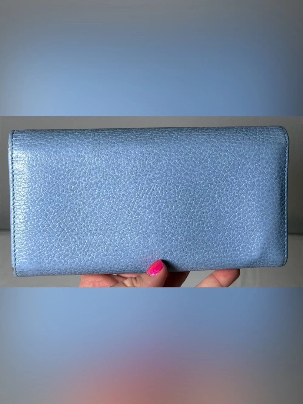Gucci continental blue wallet with box